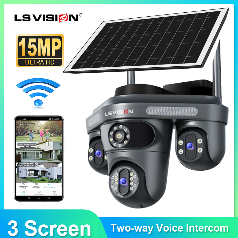 Outdoor Power Monitor - LS VISION Meerdere lenzen 3-scherm Wifi